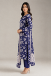 Navy Floral Printed Lawn 3-Piece Suit