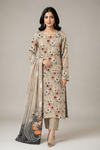 Printed Lawn 3 Piece Suit – Floral Beige